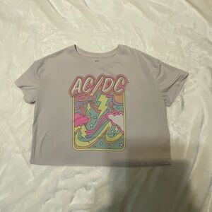 AC/DC Lavender Cropped Tee with Bright Graphic Large